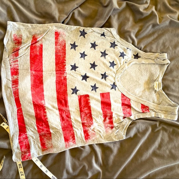 Dirtee Laundry heather gray racer back patriotic tank - Picture 1 of 3